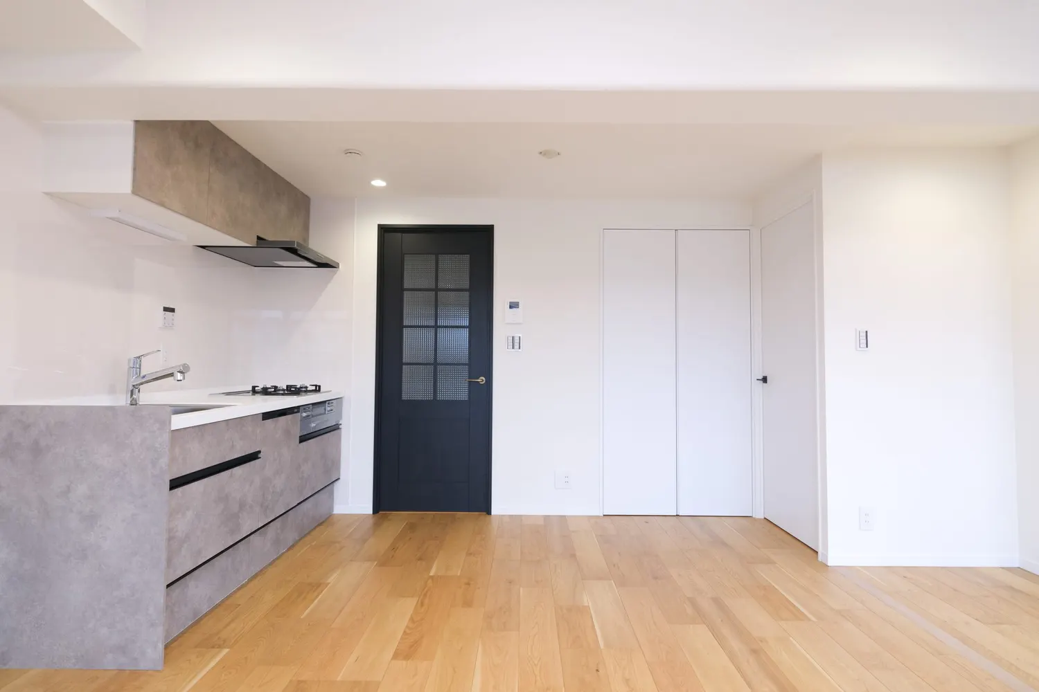 アーチ開口|黒い建具と、アーチの開口(練馬区のマンション部分リノベーション事例)